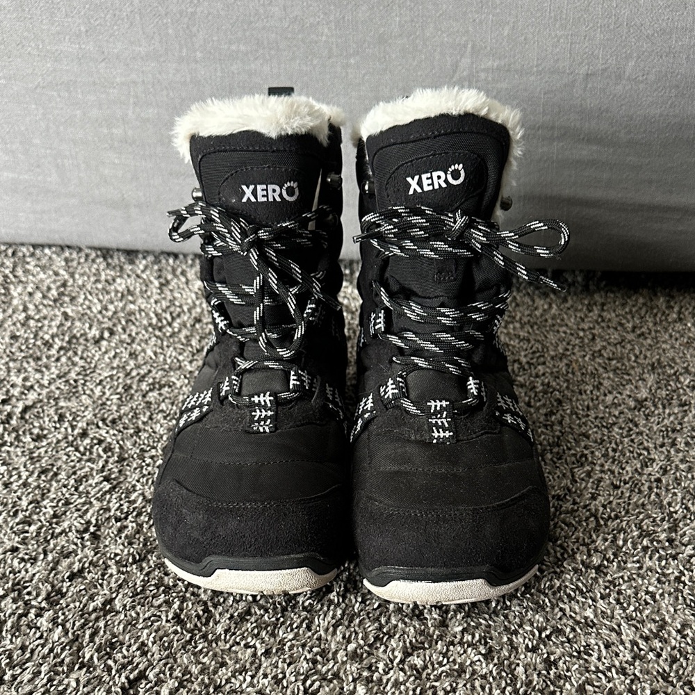 Xero Women's Black Winter Lace-Up Boot with Faux Fur